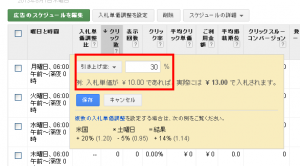 Google広告　時間・曜日別入札調整率