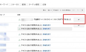 Google広告 変更を元に戻す