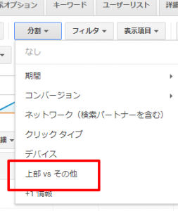 Googleアドワーズ 上部vsその他